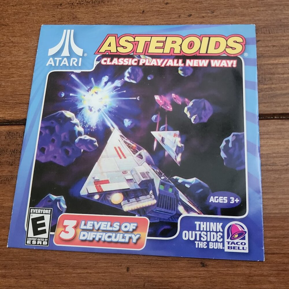 Atari Asteroids Video Game (PC CD-ROM, 2010) Arcade Taco Bell Promo Disc Sealed
